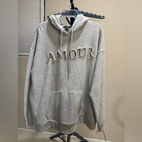Forever 21 Jackets & Blazers - Forever 21+ Hoodie with ‘Amour’ Embellishment size 0X